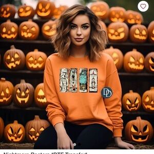 Jack skeleton graphic crewneck sweatshirt‎ orange unisex sizing